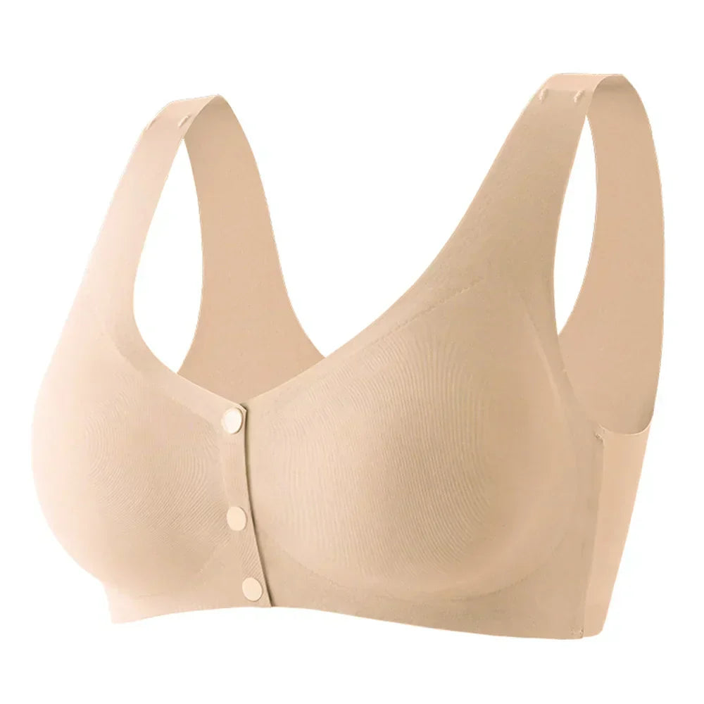 Maternity Nursing Bra Front Button Underwear Women'S Large Elastic Non-Wired Vest Style Large Size Bra Vest Removable Chest Pad