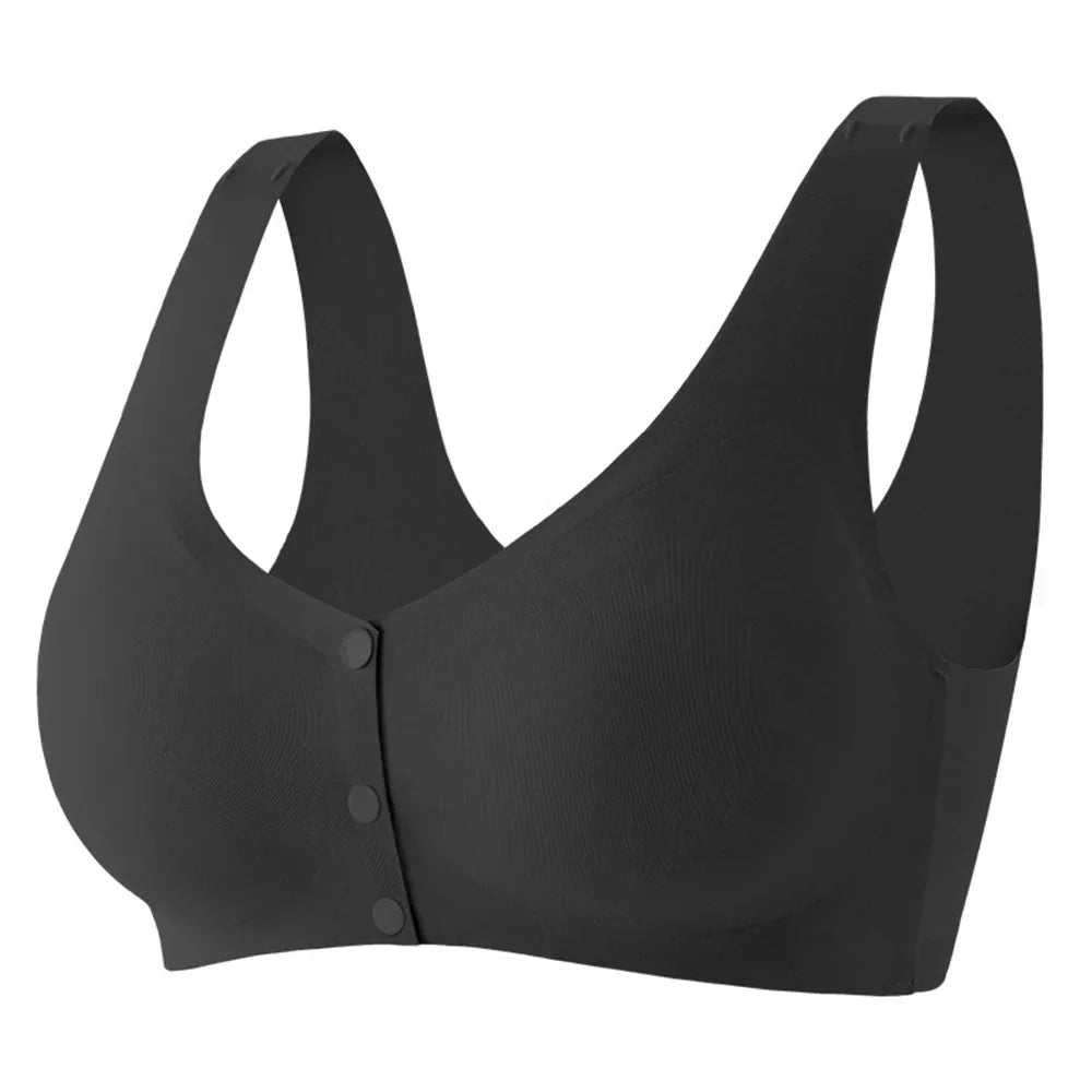 Maternity Nursing Bra Front Button Underwear Women'S Large Elastic Non-Wired Vest Style Large Size Bra Vest Removable Chest Pad
